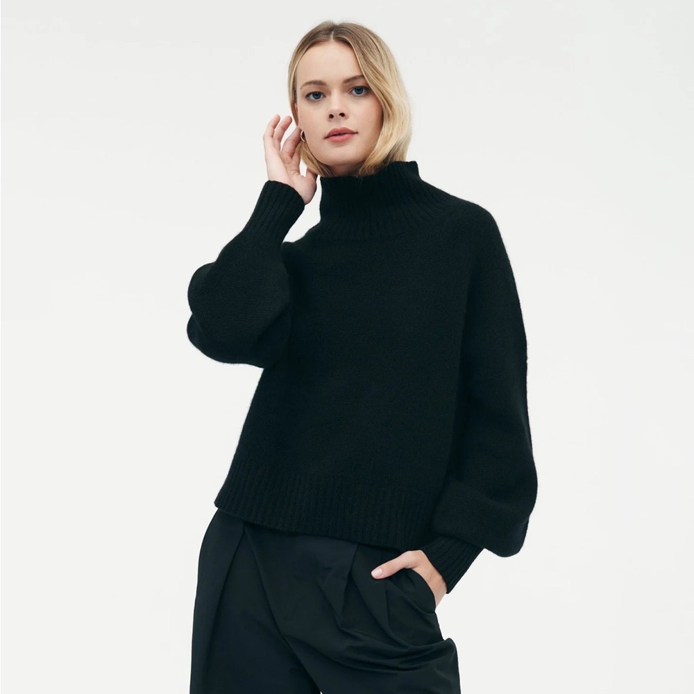 Naadam Super Luxe cashmere turtleneck with balloon sleeves XL